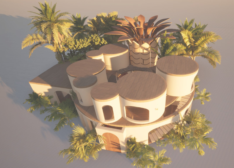 Natural Ventilation Through Palm Tree Design in a Sustainable Family Residence