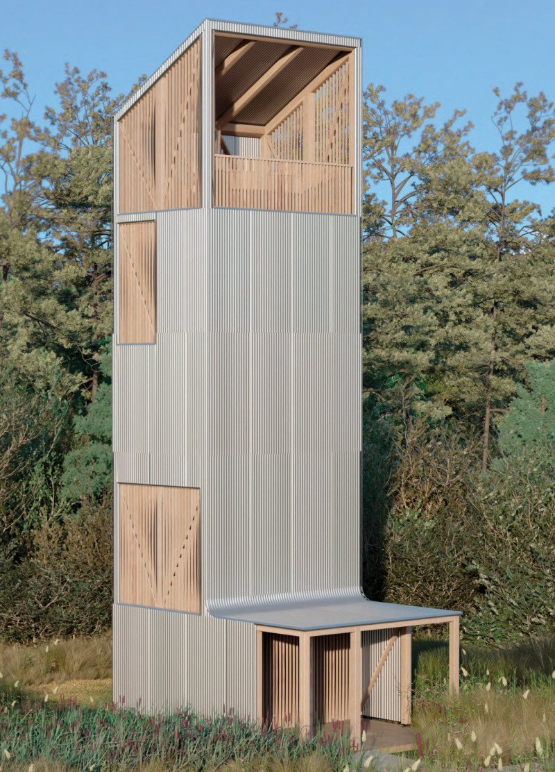 Charred Wooden Shingles Complementing Cross-Laminated Timber in a Versatile Community Space