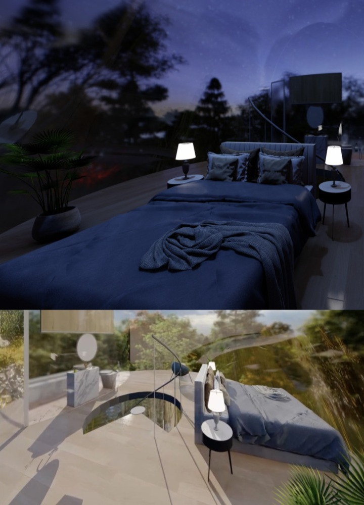 Biophilic Habitat Featuring Glass and Photovoltaics in Oval Form  