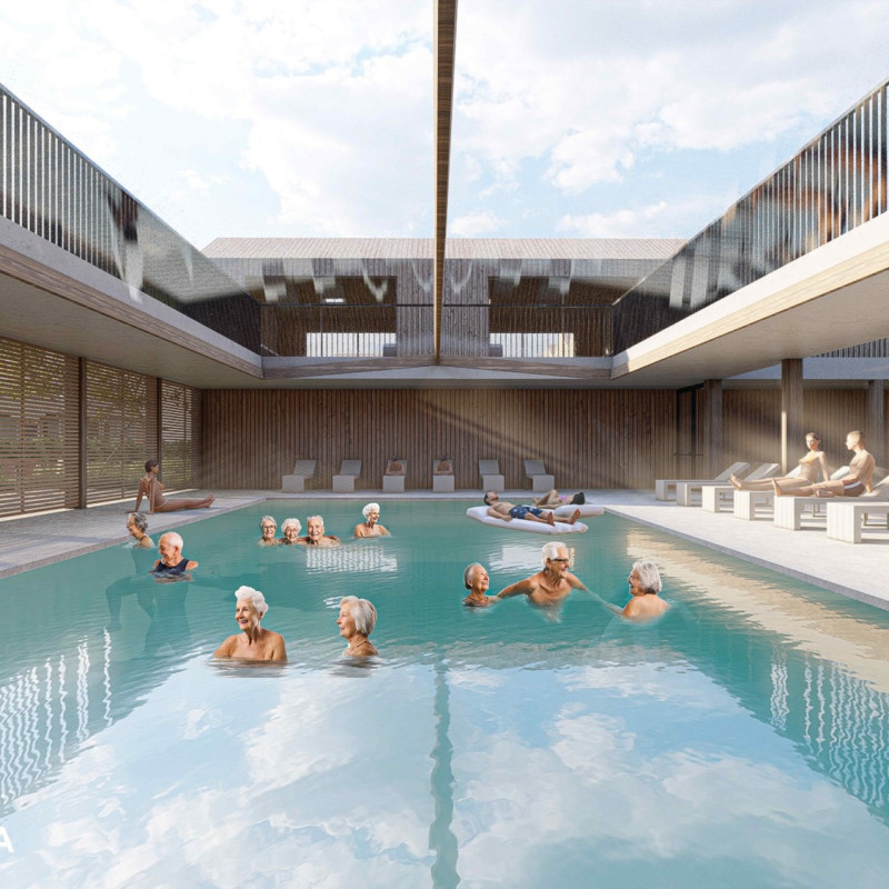 Charred Wooden Shingles and Cross-Laminated Timber Define a Community Hub with Integrated Greenery