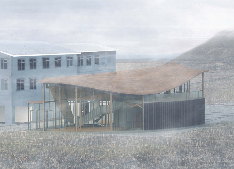 Charred Wooden Shingles and Green Roofs Enhance Community Spaces Through Sustainable Timber Construction  