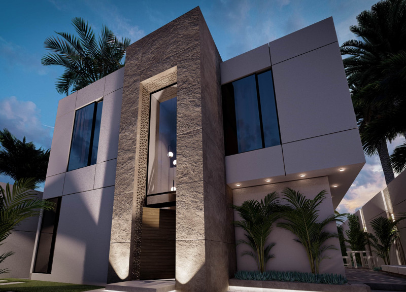 Large Glazing and Natural Stone Facade Create Seamless Indoor-Outdoor Connection in Modern Dubai Residence