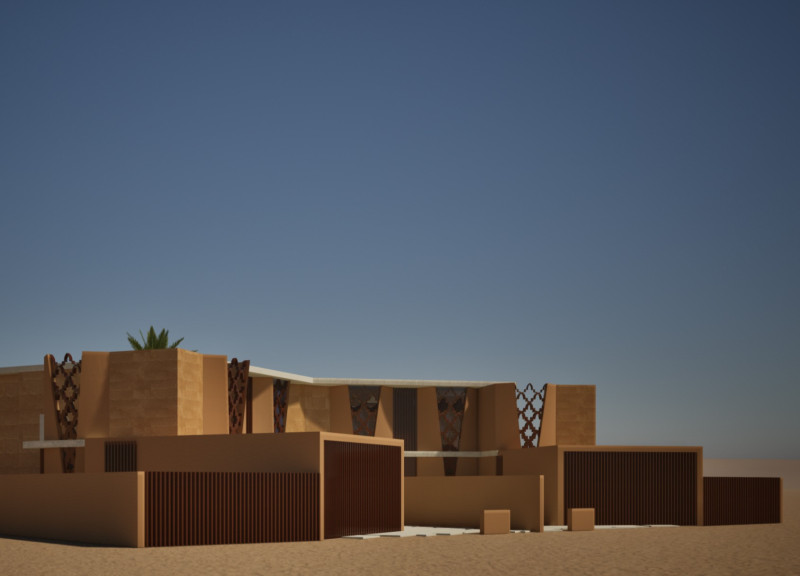 Mudbrick Integration With Slatted Wood Screens in Sustainable Residential Design