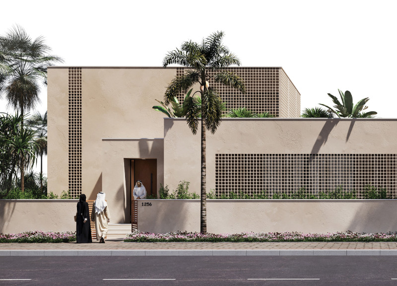 Perforated Facade and Green Roof Enhance the Courtyard Experience in Sustainable Home Design  