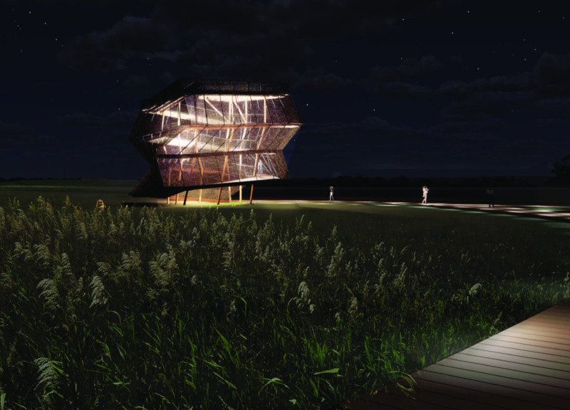 Observation Tower Featuring Pressure-Treated Timber and Spiral Ramp Design for Elevated Nature Engagement