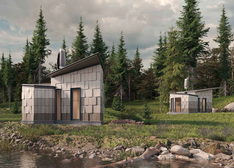 Charred Wooden Shingles and Concrete Facades in A Multifunctional Community Space