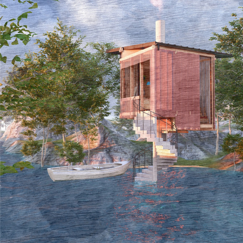 Charred Wooden Shingles and Cross-Laminated Timber Panels Define A Sustainable Urban Community Structure