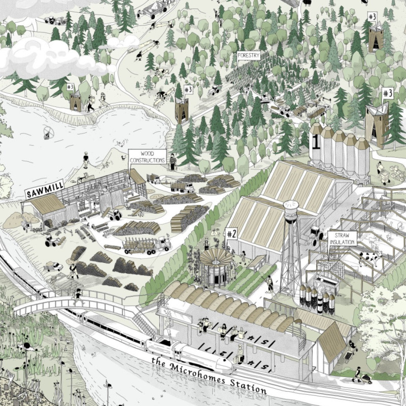 Charred Wooden Shingles and Transparent Facades in a Community-Centric Urban Space