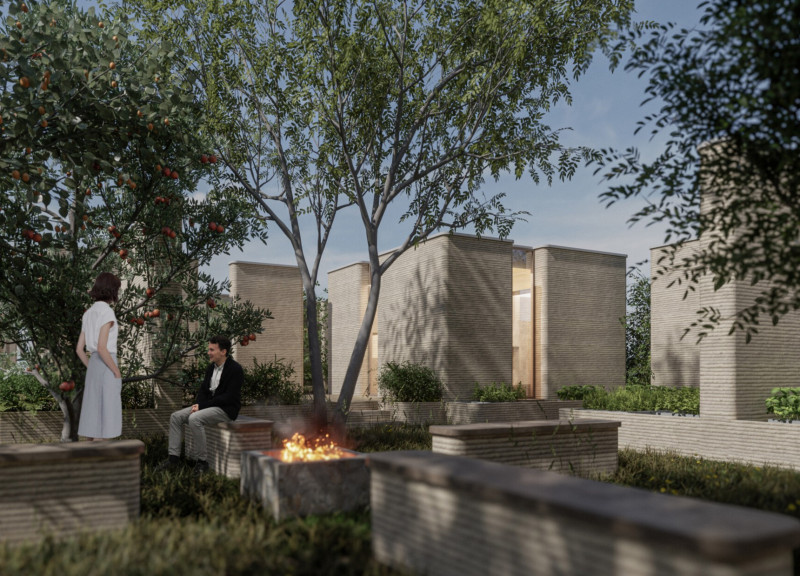 Rammed Earth Modules With Integrated Community Gardens and Laminated Timber Structures