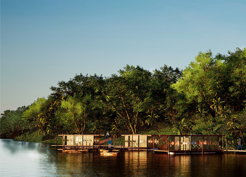Charred Wooden Shingles and Cross-Laminated Timber Panels Shape a Versatile Community Hub