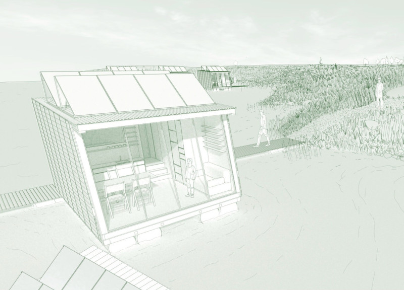 Elevated Living With Corrugated Metal and Timber Framework Ensuring Sustainable Community Integration