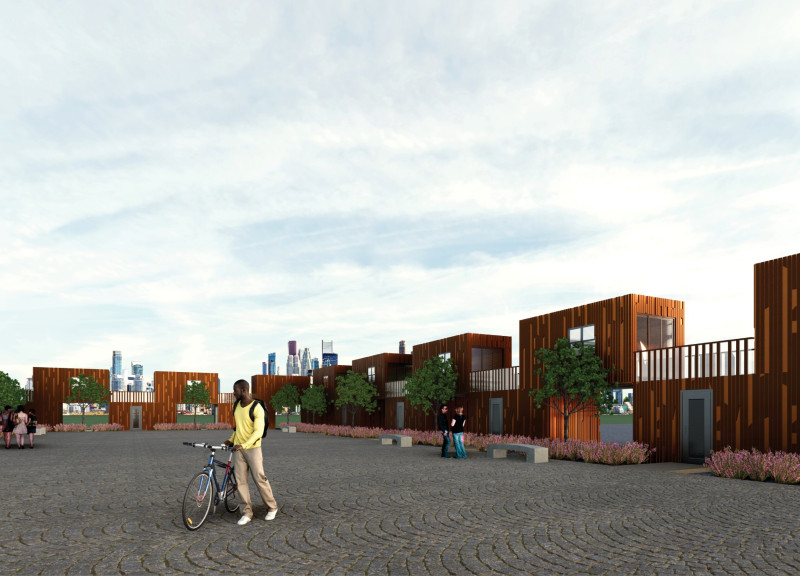 Charred Wooden Shingles and Cross-Laminated Timber Panels Create a Seamless Urban Gathering Space
