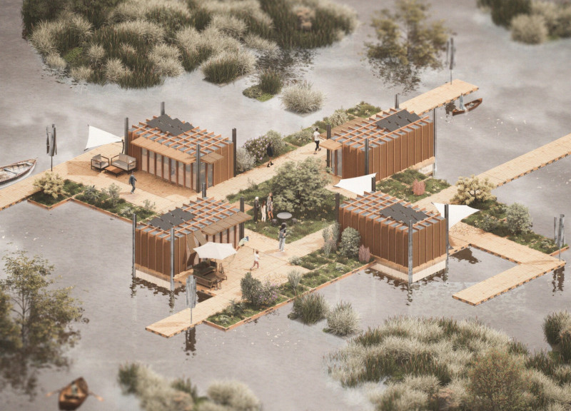 Charred Wooden Shingles and Cross-Laminated Timber Define a Sustainable Community Hub  
