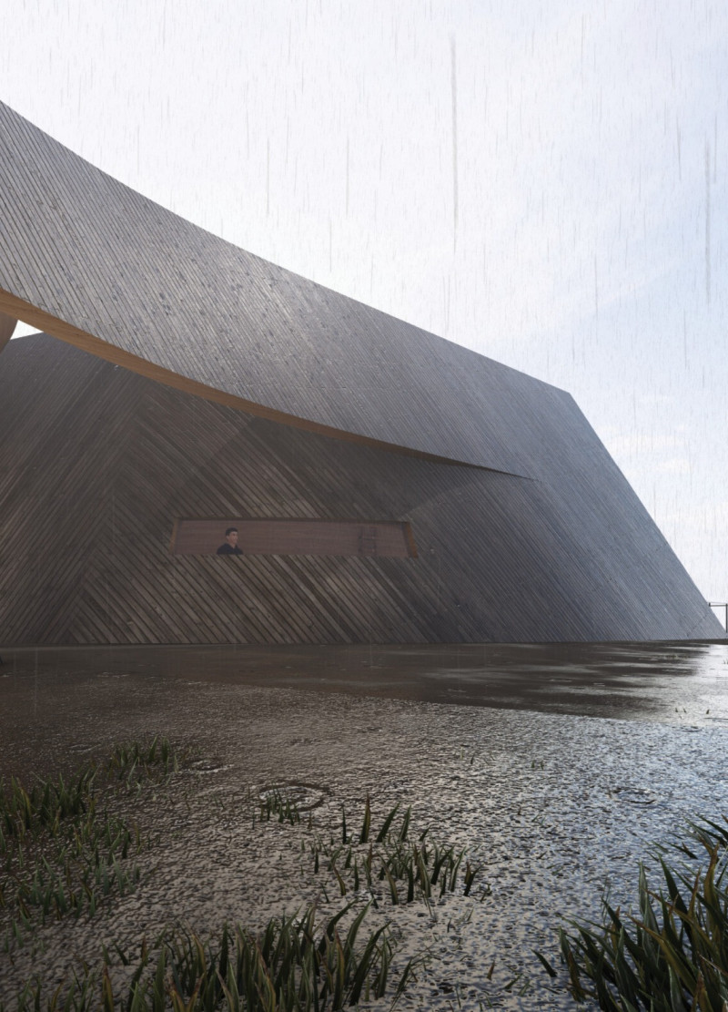 Charred Wooden Shingles and Transparent Glass Create Harmonious Mixed-Use Environment  