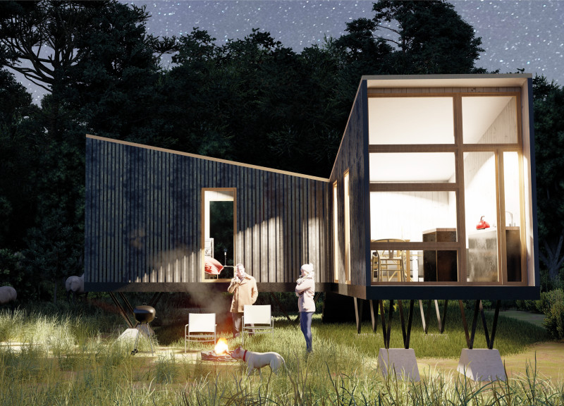 Charred Wooden Shingles Enveloping A Modular Microhouse in Southern Chile  