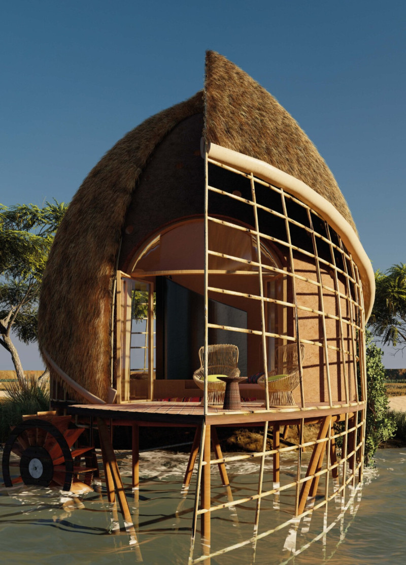 Charred Wooden Shingles and Cross-Laminated Timber Panels Forming A Multifunctional Community Hub