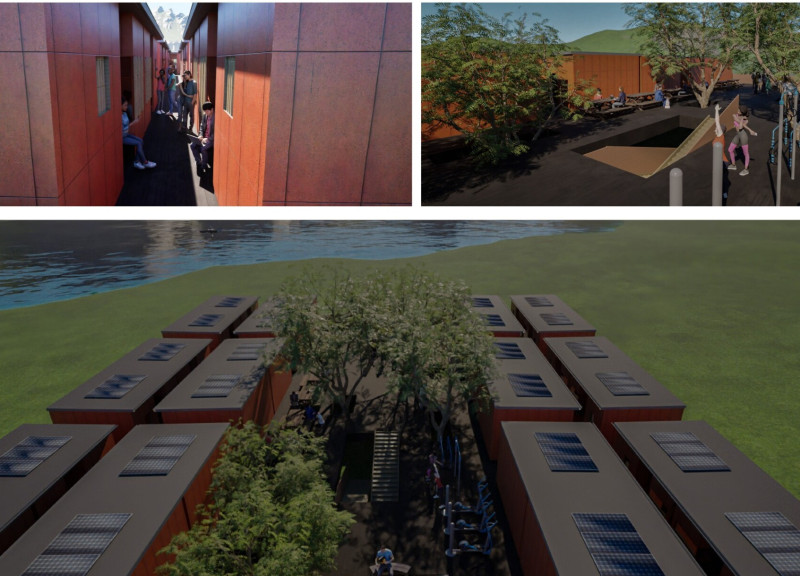 Charred Wooden Shingles and Green Roofs Create Cohesive Community Spaces