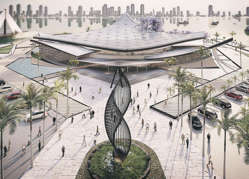 Kinetic Facade and Steel Waves in a Coastal Cultural Center  