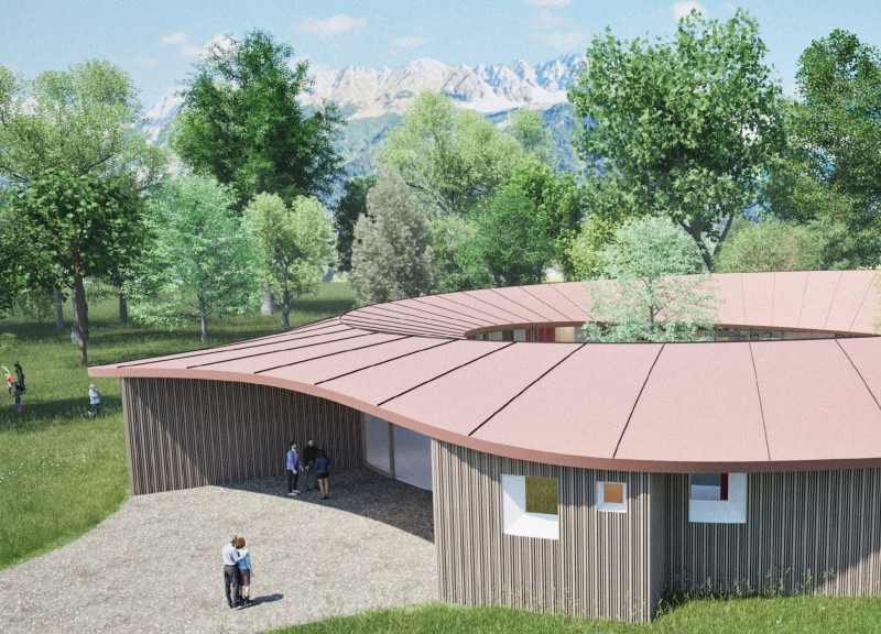 Circular Design Featuring Natural Wood Finishes and Skylights for Healing Environments  