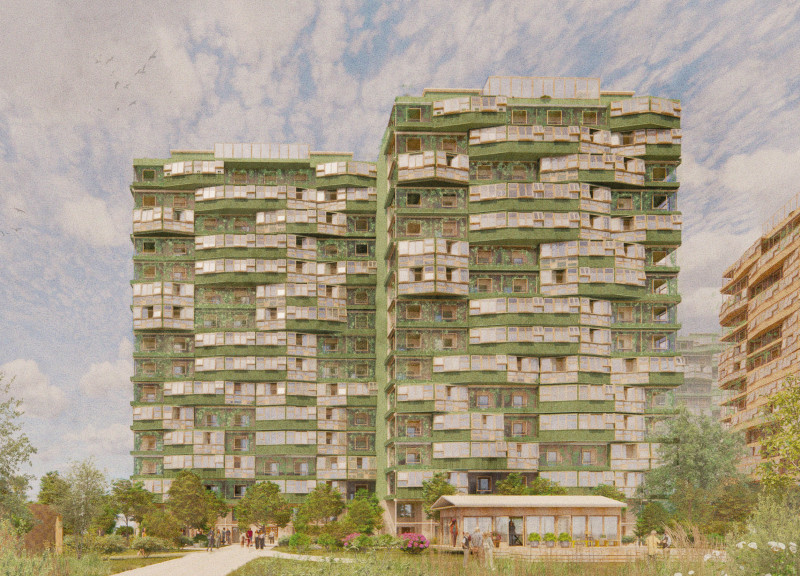 Charred Wooden Shingles and Cross-Laminated Timber Define a Multifunctional Urban Space