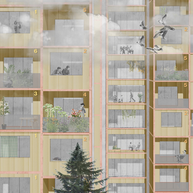 Charred Wooden Shingles and Biophilic Design in a Medium-Large Urban Community Hub