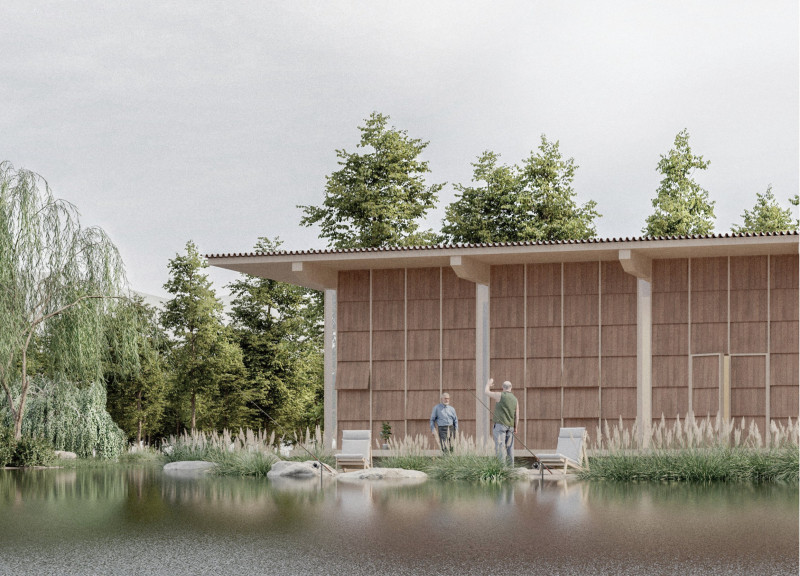 Charred Wooden Shingles and Biophilic Design in a Multifunctional Community Hub