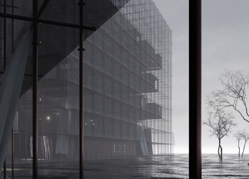 Charred Wooden Shingles and Cross-Laminated Timber Panels Forming a Multifunctional Urban Space  
