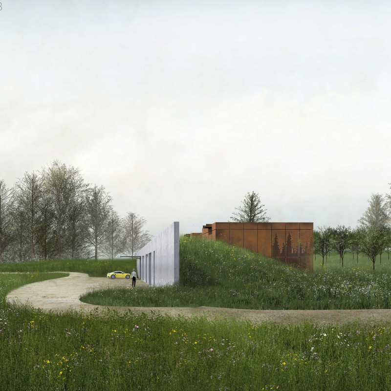 Charred Wooden Shingles and Large Glass Facades in a Sustainable Community Hub