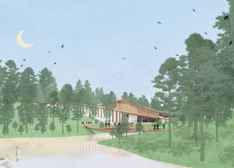 Charred Wooden Shingles and Cross-Laminated Timber Define A Modern Community Space  