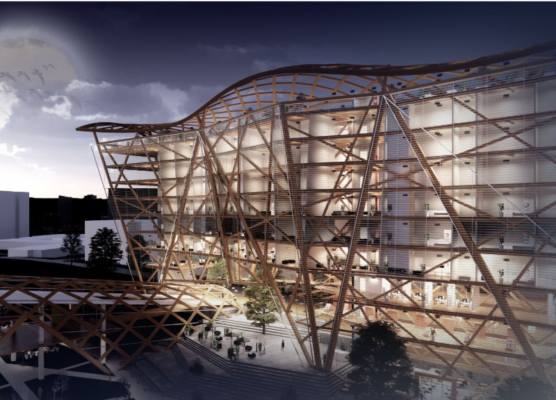 Charred Wooden Shingles and Cross-Laminated Timber Create a Multifunctional Urban Habitat