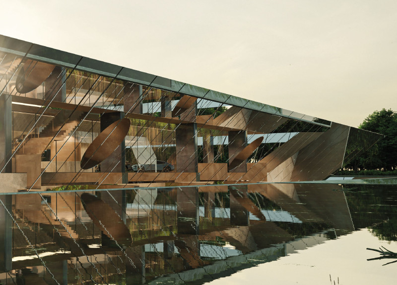Cross-Laminated Timber Forms Integrated Green Spaces With Charred Wooden Shingles