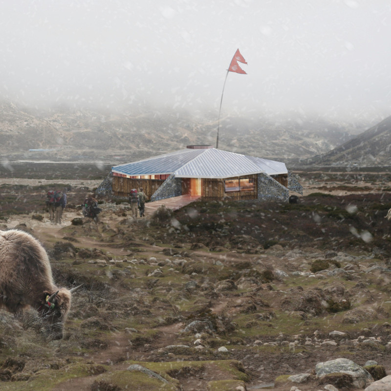 Gabion Shelters Crafted From Local Timber Integrating Photovoltaic Technology for Mountain Retreats