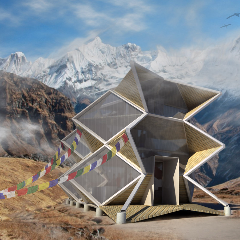 Bamboo Framing and Natural Ventilation in a Modular Himalayan Refuge  