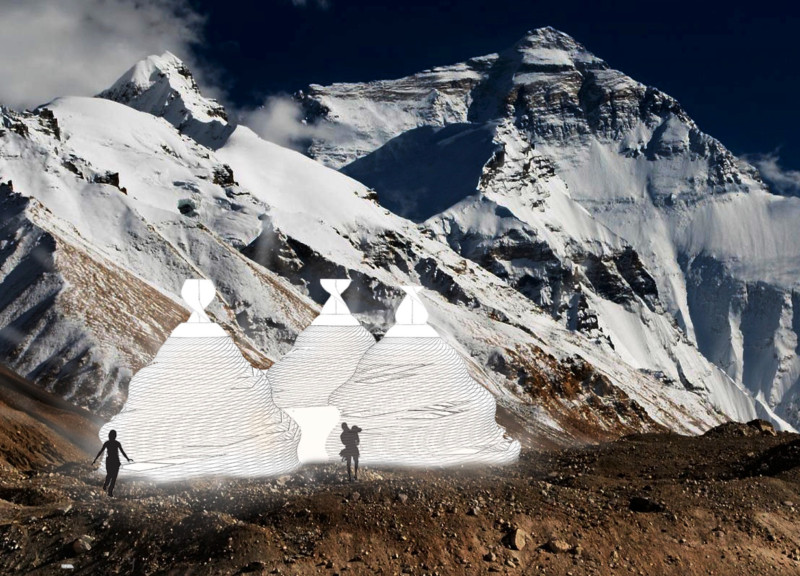 Algorithmic Architecture with Local Stone and Natural Fibers in a Mountain Community Space  
