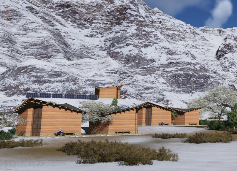 Community Hub Incorporating Cross-Laminated Timber and Charred Wooden Shingles for Sustainable Design