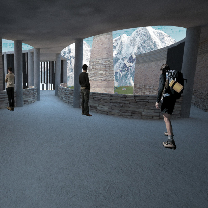 Curvilinear Shelter Crafted with Local Stone and Timber Emphasizing Community Interaction in the Himalayas
