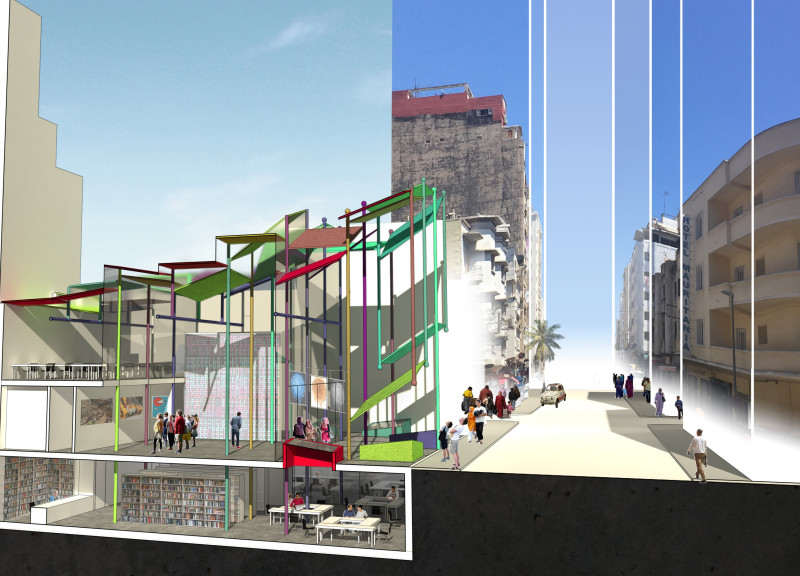 Colorful Canopies and Transparent Facades in a Community-Focused Hub