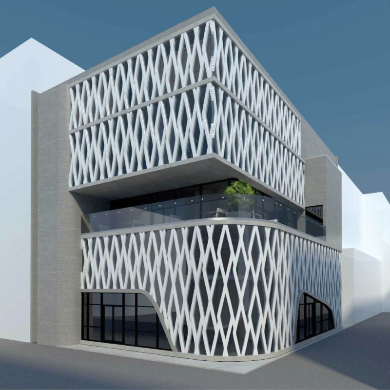 Lattice-Structured Community Hub Integrating Concrete and Glass for Educational Engagement  