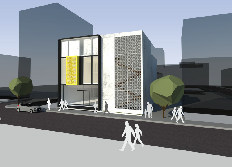 Jali-Lattice Facade and Skylit Spaces in a Community Library Constructed with Concrete and Glass  