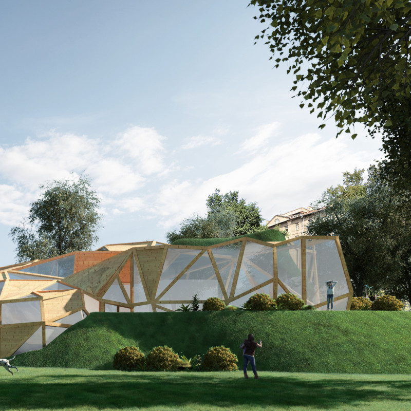Charred Wood Shingles and Laminated Timber Create a Distinctive Community Hub in Krakow’s Green Landscape