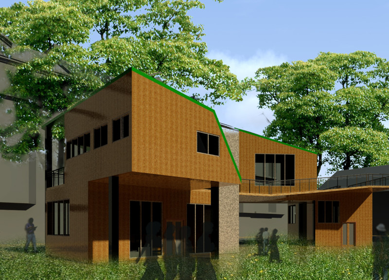 Community healthcare facility featuring cross-laminated timber and charred wooden shingles in a healing environment