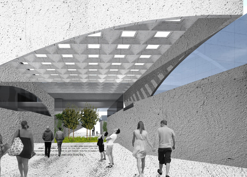 Undulating Roofs and Concrete Harmony in a Commemorative Space for Community Reflection
