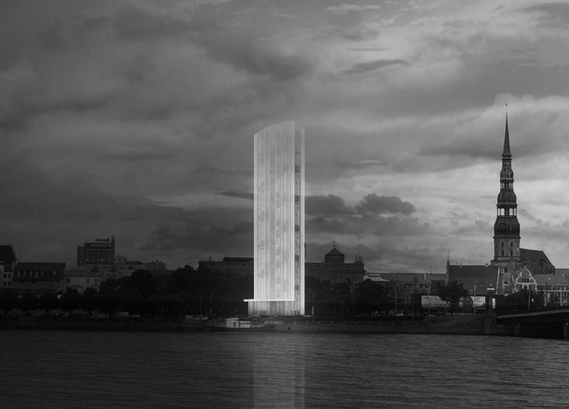 Transparent Glass Facade with Steel Frame Elevating Community Experience Along the Riverbank