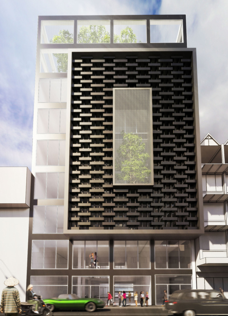 Perforated Metal Screens and Reinforced Concrete Shape A Sustainable Urban Hub