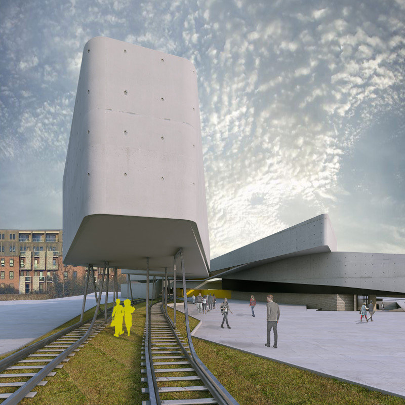 Geometric Transparency with Reinforced Concrete and Glass in a Community-Centric Space