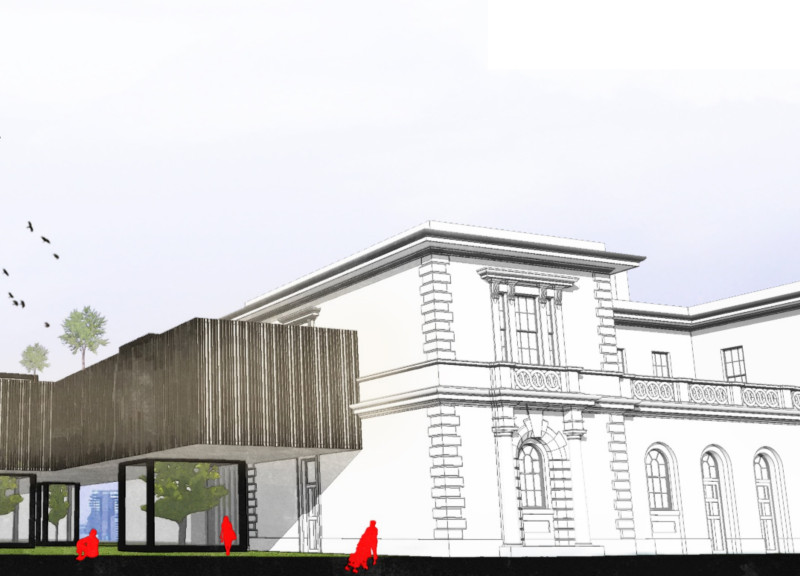 Natural Stone and Glass Facade Blending Tradition and Modernity in an Engaging Educational Space