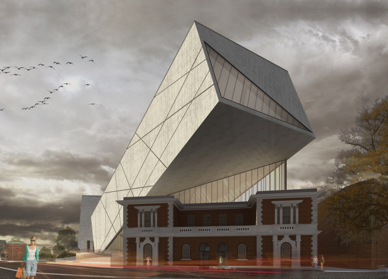 Metal Panels and Terraced Levels Define a Community Museum Embracing Digital Culture