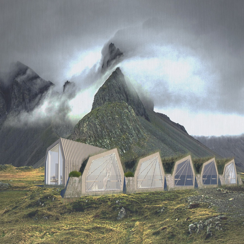 Charred Wooden Shingles and Green Roofs Integrate Sustainable Retreats in Icelandic Landscape