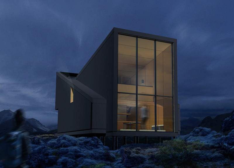 Asymmetrical Roof Defined By Charred Wooden Shingles and Expansive Glazing Panels in A Remote Retreat