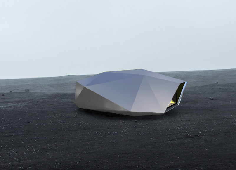 Faceted Aluminum Cabins Elevated Above Jökulsárlón Glacial Landscape